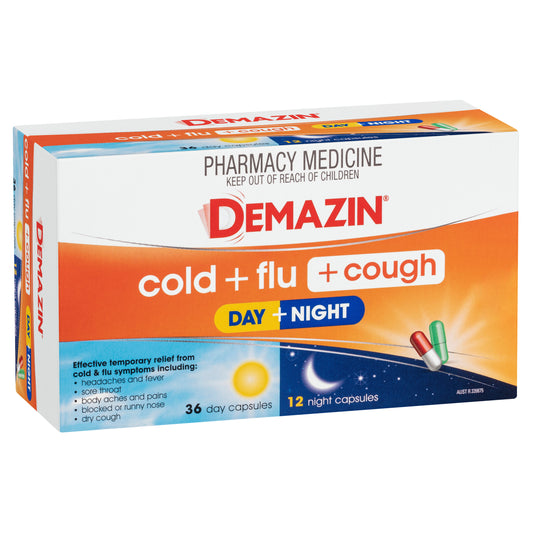 Demazin Cold & Flu + Cough Day/Night Capsules 48
