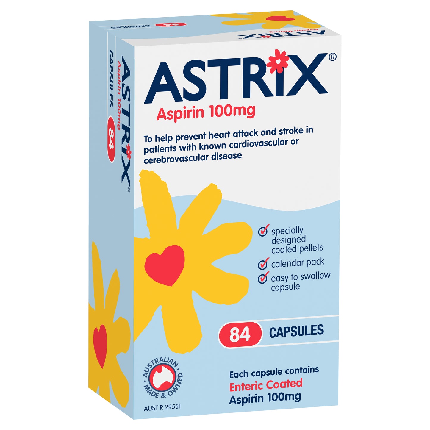 Astrix Aspirin 100mg Capsules 84