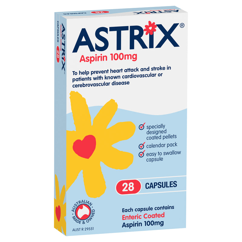Astrix Aspirin 100mg Capsules 28