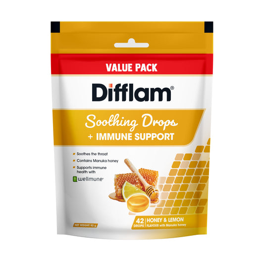 Difflam Soothing Drops + Immune Support Honey & Lemon 42