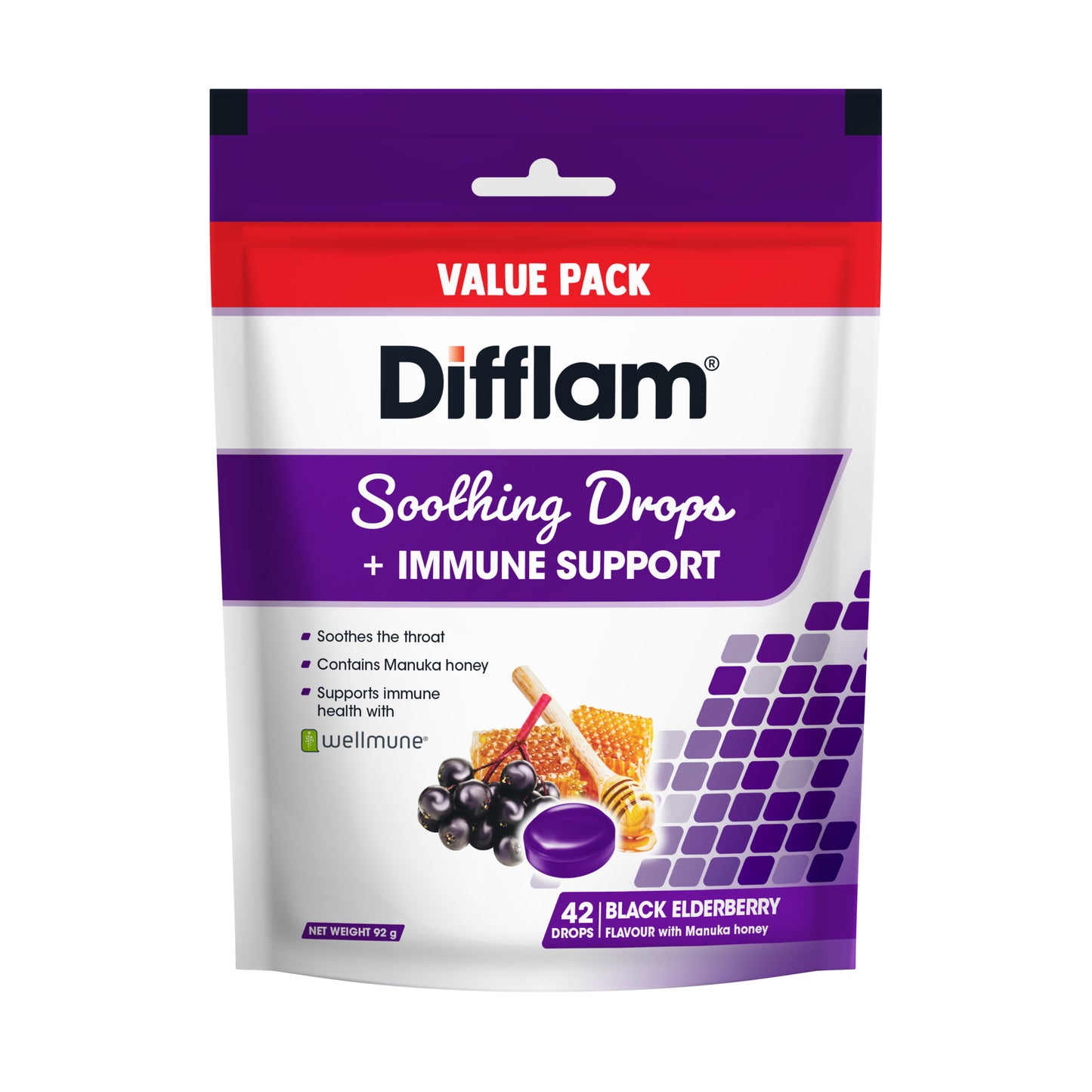Difflam Soothing Drops + Immune Support Black Elderberry 42