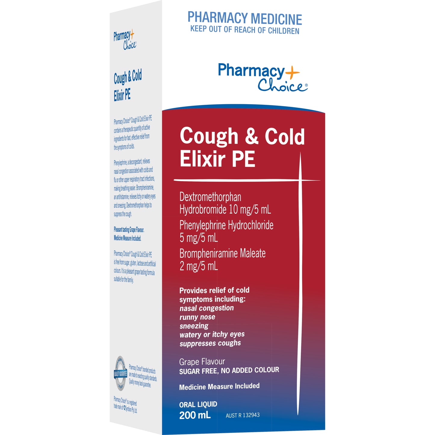 Pharmacy Choice Cough Cold Elixir Phenylephrine 200mL