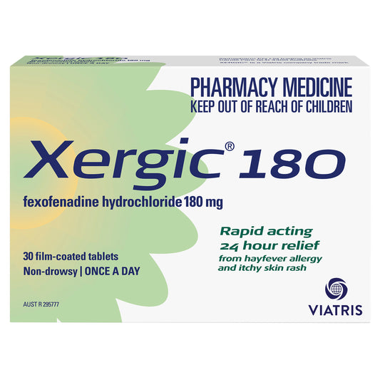 Xergic Fexofenadine 180mg Tablets 30 (Blister Pack)