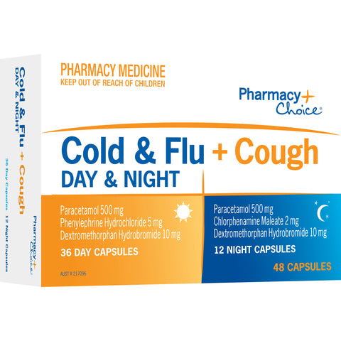 Pharmacy Choice Cold & Flu + Cough Day & Night PE Capsules 48