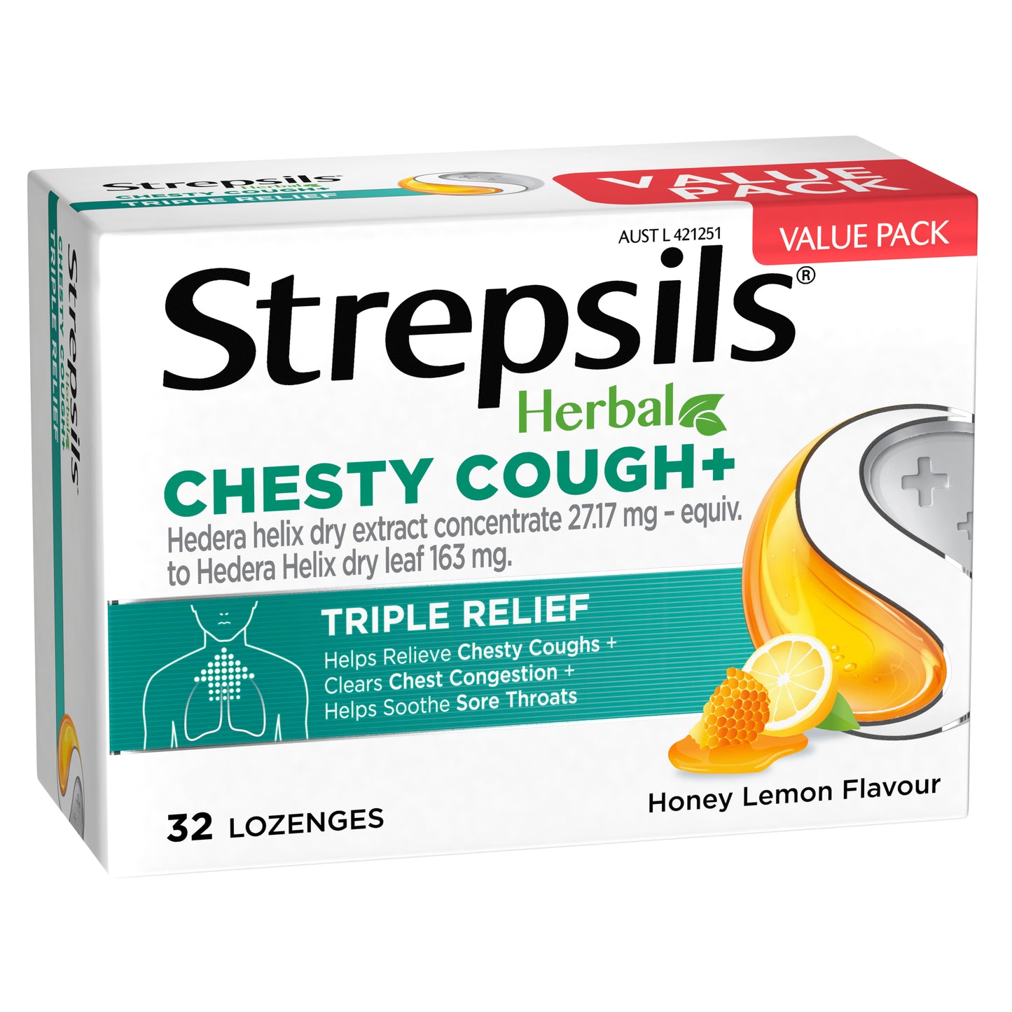 Strepsils Herbal Cough + Honey Lemon Lozenges 32