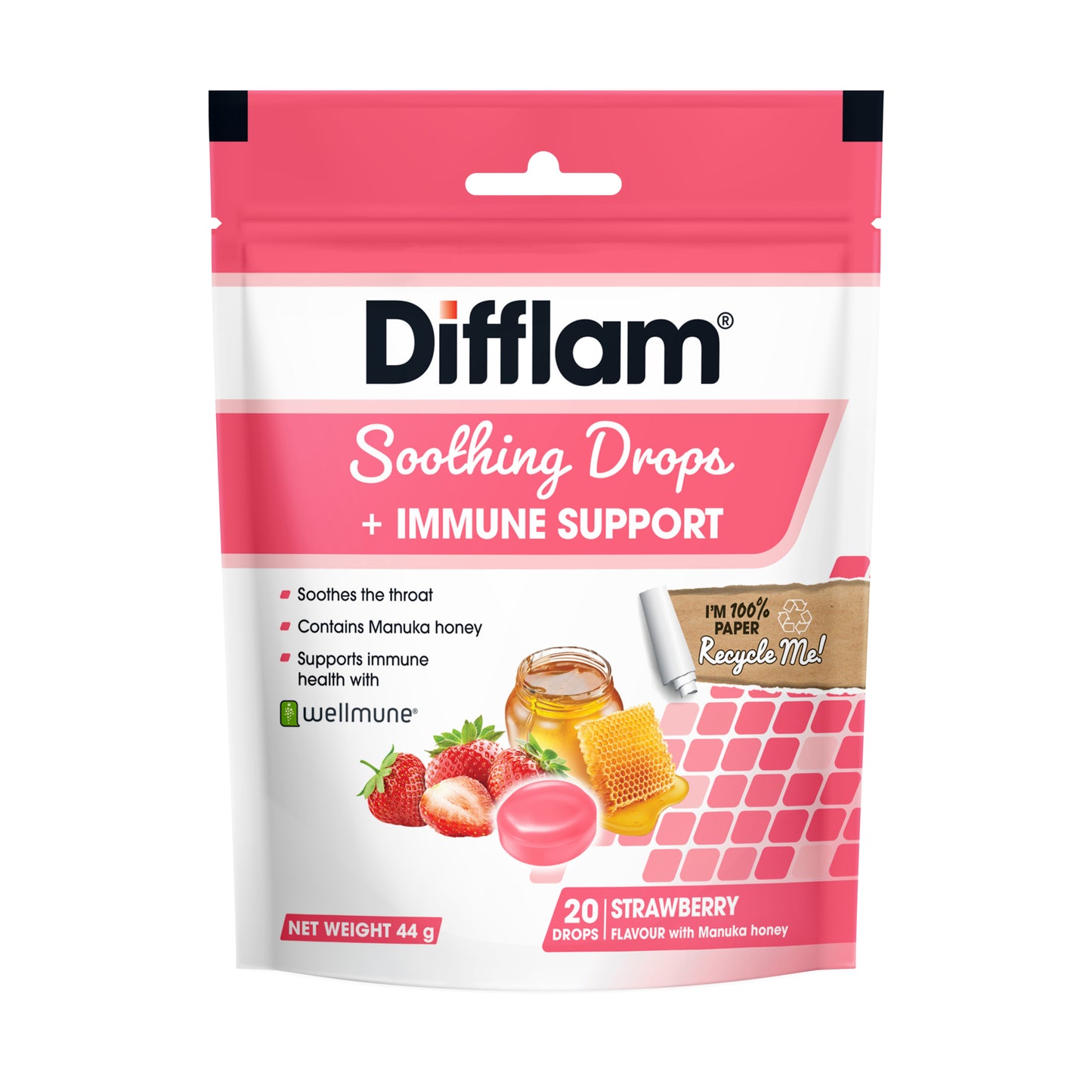 Difflam Soothing Drops + Immune Support Strawberry 20
