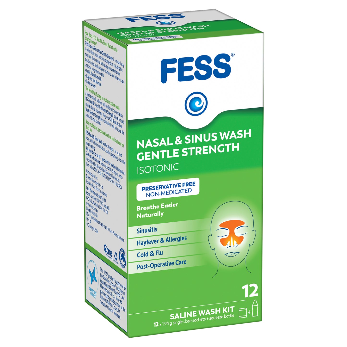 Fess Nasal & Sinus Wash Kit Gentle 12 Sachets