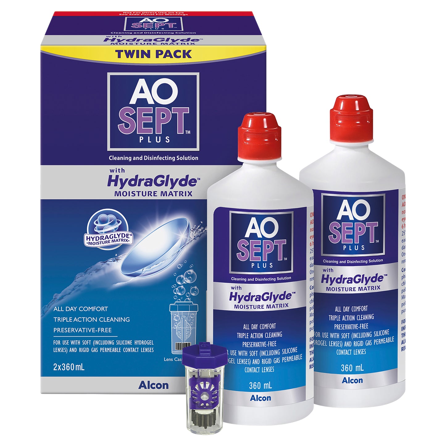 Aosept Plus Hydraglyde 360mL Twin Pack