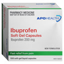 APOHEALTH Ibuprofen Liquid Soft Gel Capsules 200mg 100