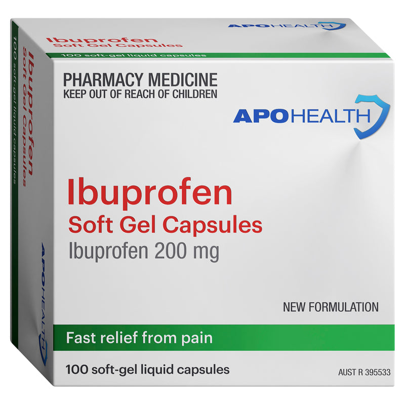 APOHEALTH Ibuprofen Liquid Soft Gel Capsules 200mg 100
