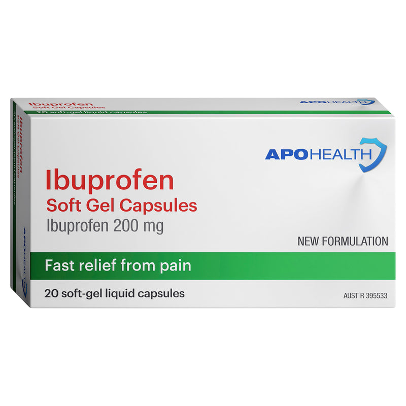 APOHEALTH Ibuprofen 200mg Liquid Soft Gel Capsules 20