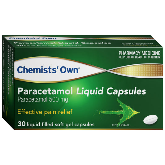 Chemist’s Own Paracetamol 500mg Soft Gel Capsules 30