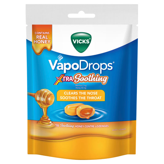 Vicks Vapodrops Extra Soothing Honey Lozenges 16