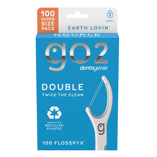GO2 Dentagenie Double Floss Picks Mint 100pk x6