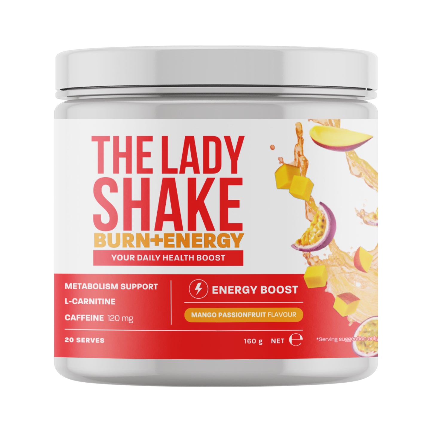 The Lady Shake Burn + Energy Mango Passionfruit 160g