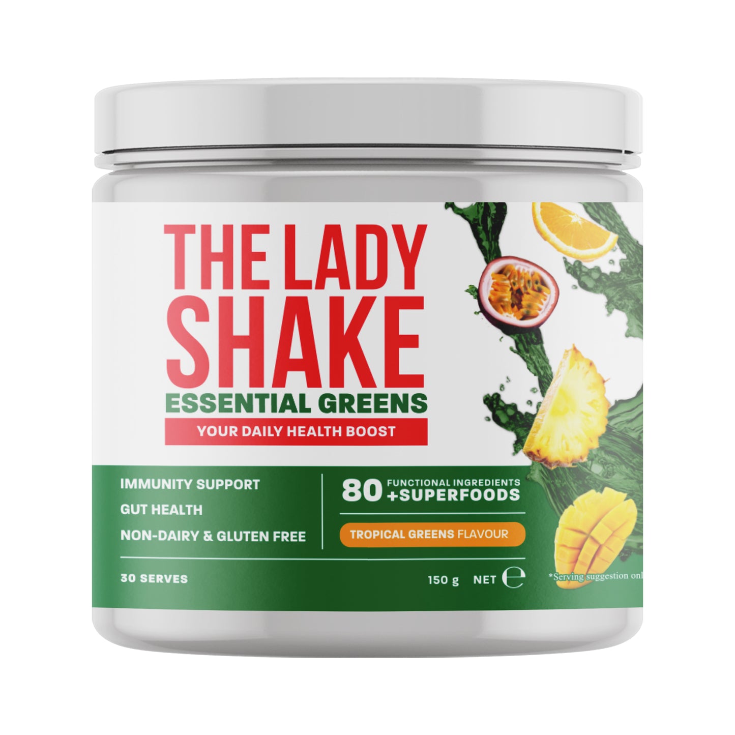 The Lady Shake Daily Essentials Tropical Green 150g