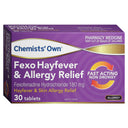 Chemists' Own Fexofenadine Hayfever & Allergy 180mg Tablets 30