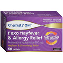Chemists' Own Fexofenadine Hayfever & Allergy Relief 180mg Tablets 50