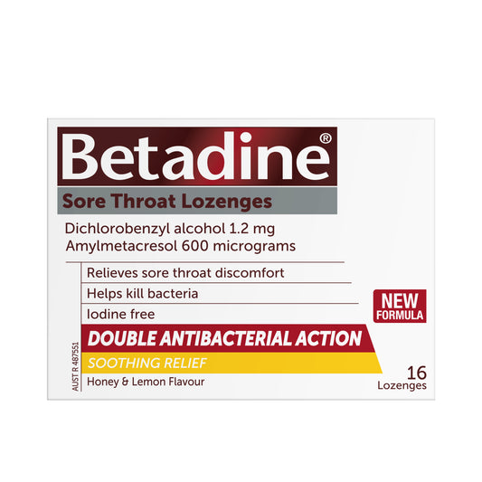 Betadine Sore Throat Lozenges Honey Lemon 16