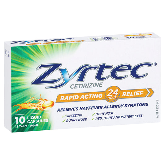 Zyrtec Cetirizine 10mg Liquid Capsules 10