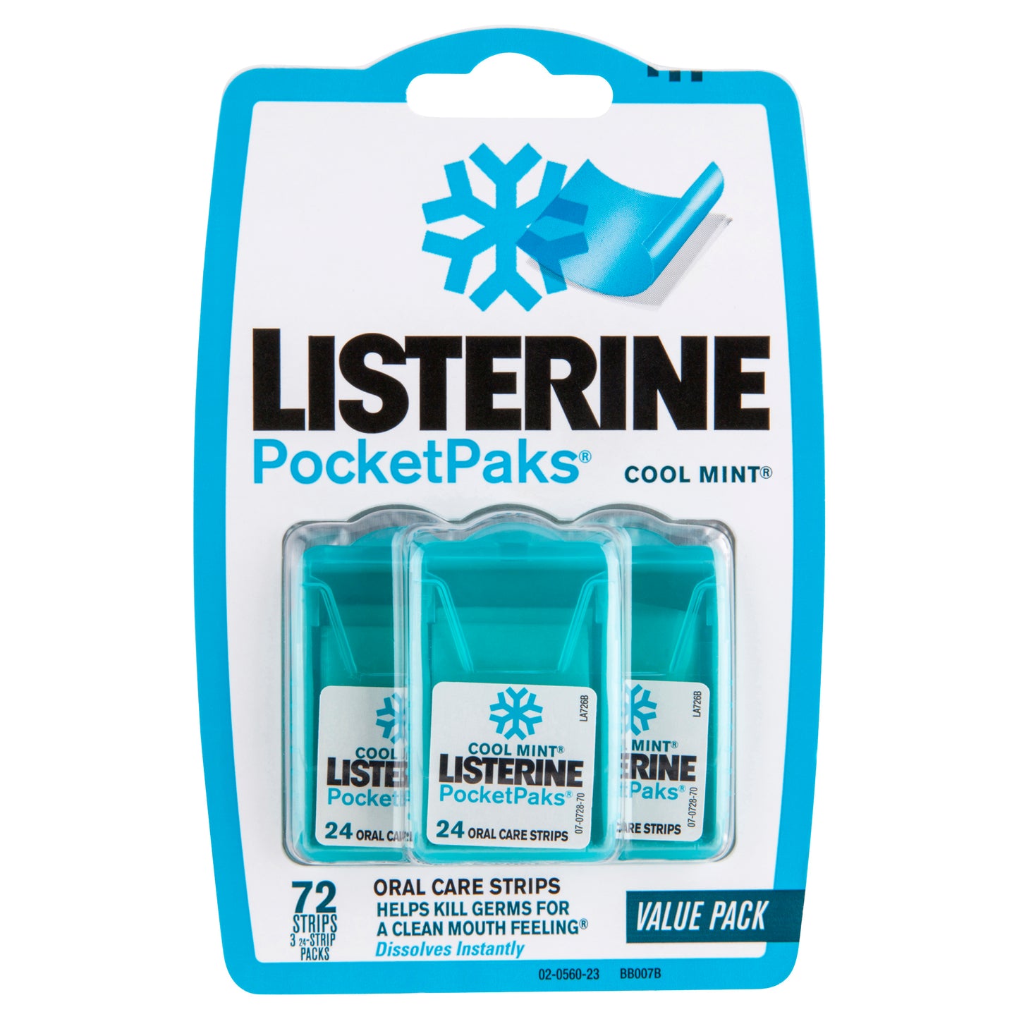 Listerine PocketPak Breath Strips Cool Mint 72 Pack