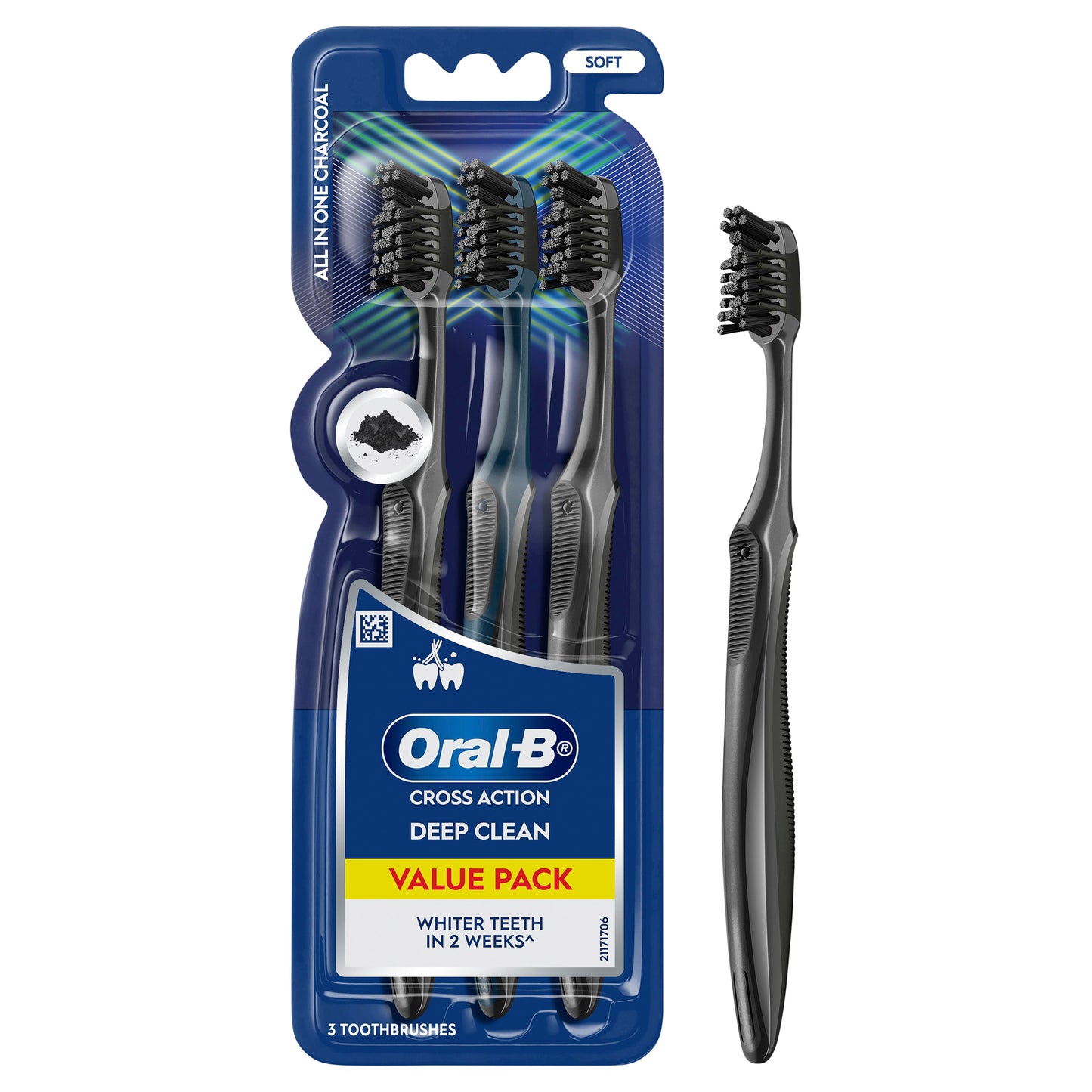 Oral-B CrossAction Clean UltraThin Charcoal Toothbrush 3pk