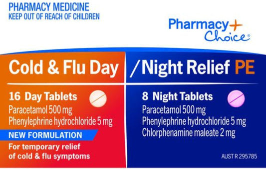 PharmacyChoice  Cold & Flu + Cough Day & Night PE 24 Capsules