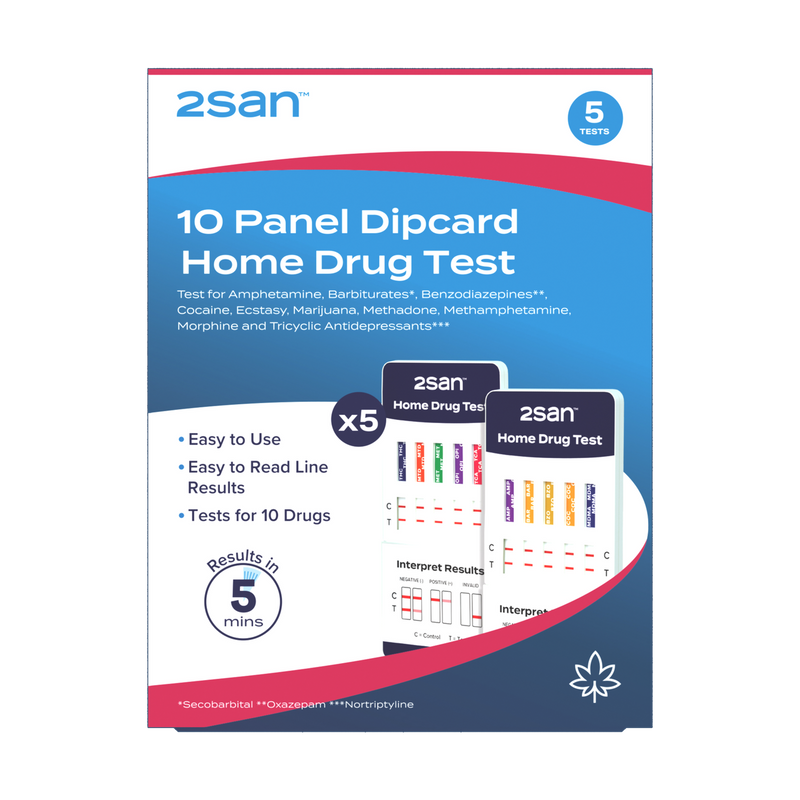 2San 10 Drug Urine Dip Test 5 Pack