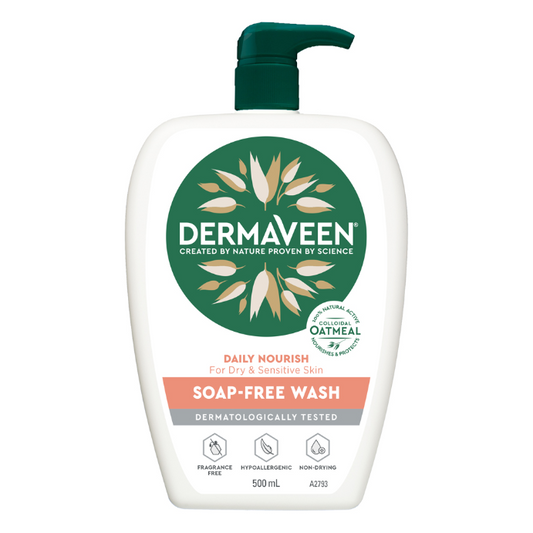 DermaVeen Daily Nourish Soap-Free Wash for Dry & Sensitive Skin 500mL