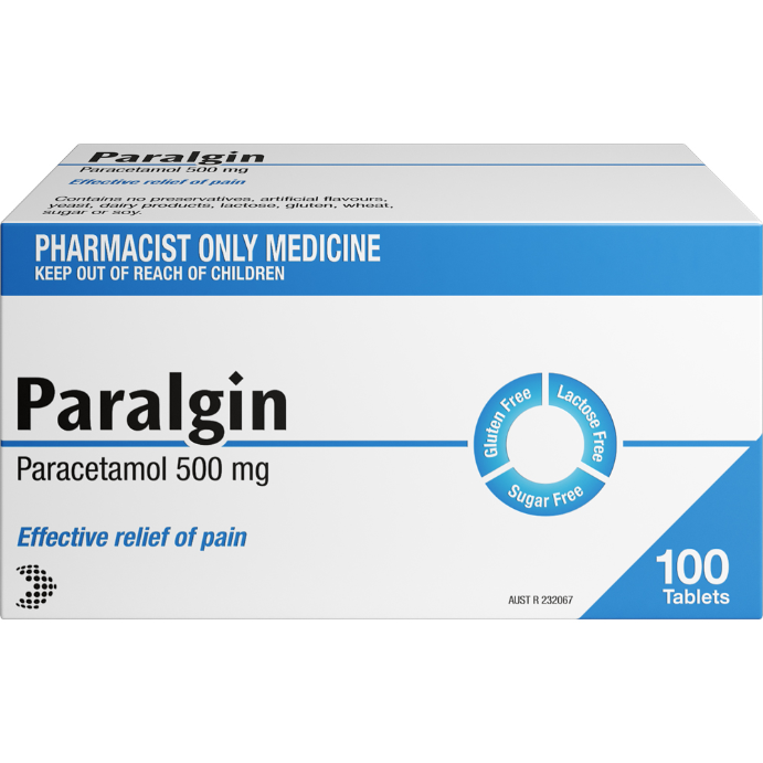 Paralgin Paracetamol 500mg Tablets 100