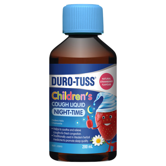 Duro-Tuss Children's Cough Liquid Night-Time Natural Strawberry Flavour 200mL