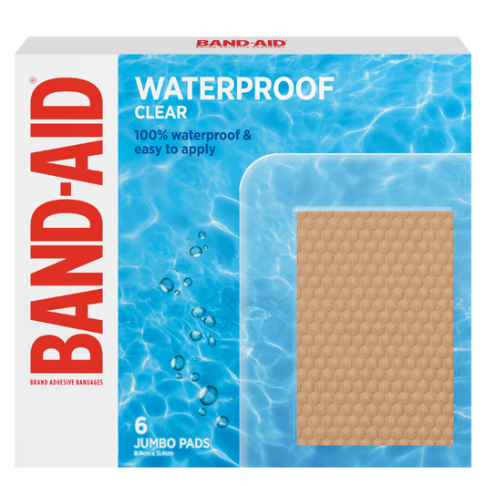 BAND-AID Waterproof Clear XL Pads 6 Pack