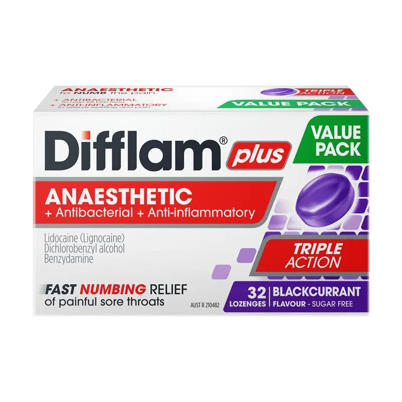 Difflam Plus Lozenges Anaesthetic Blackcurrant 32
