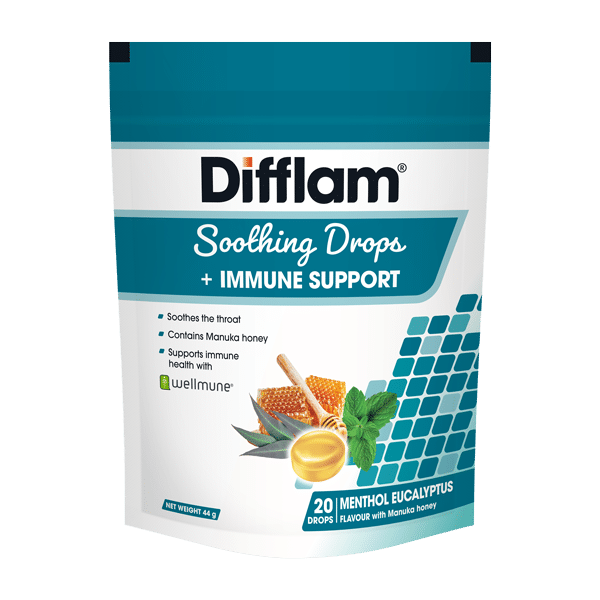 Difflam Soothing Drops + Immune Support Menthol Eucalyptus Flavour 20 Drops