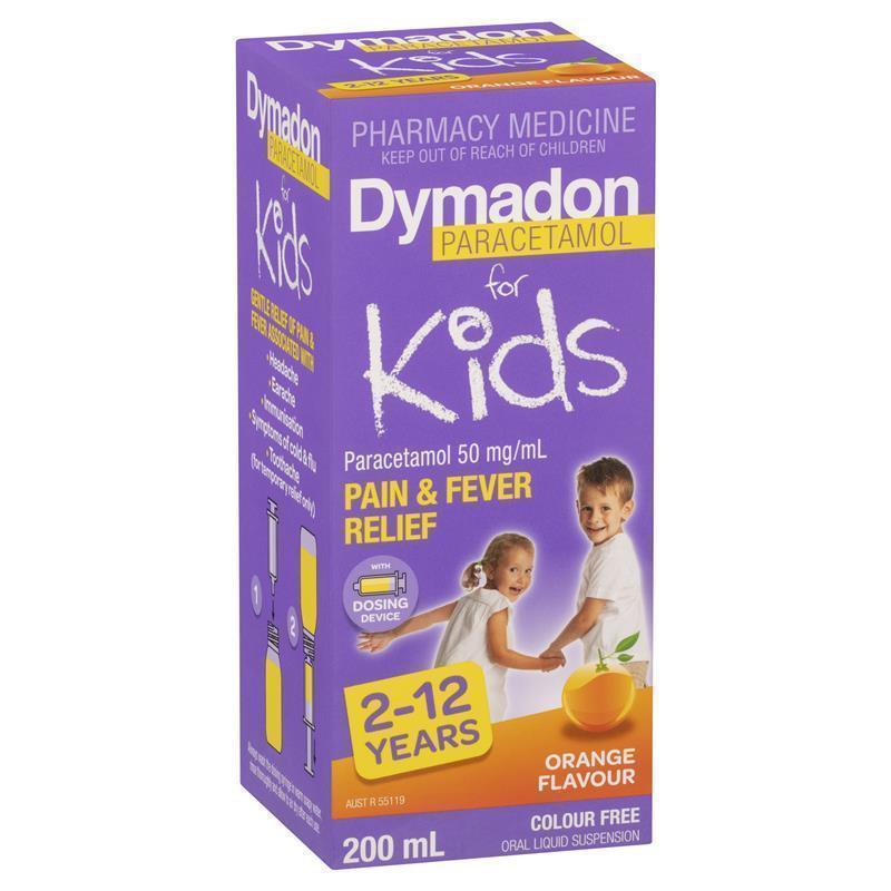 Dymadon Paracetamol 2-12 Years Oange Flavour - Colour-Free 200mL