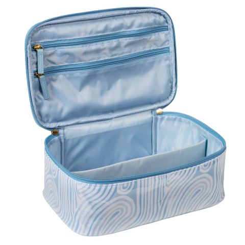 FEMME BEAUTE Train Case Blue Abstract
