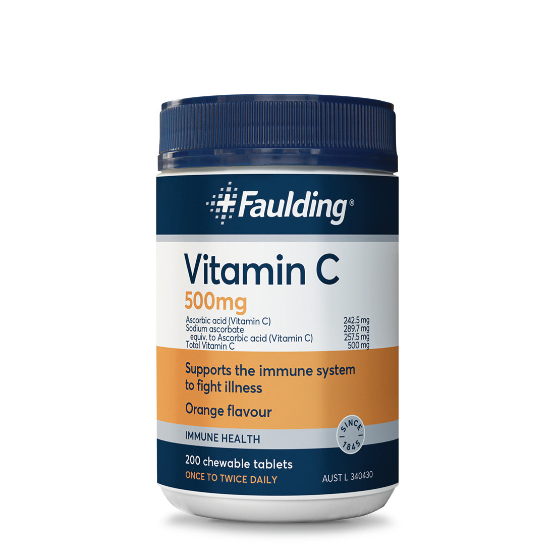 Faulding Vitamin C 500 mg 200 Chewable Tablets