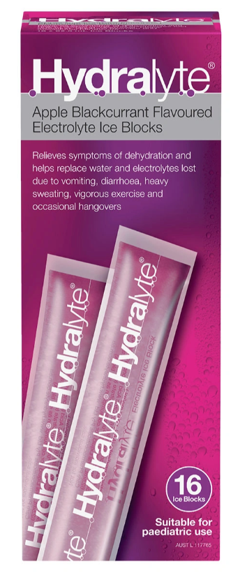 Hydralyte Electrolyte Apple Blackcurrant Ice Blocks 16 Pack