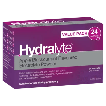 Hydralyte Electrolyte Powder 24 Sachets – Apple Blackcurrant
