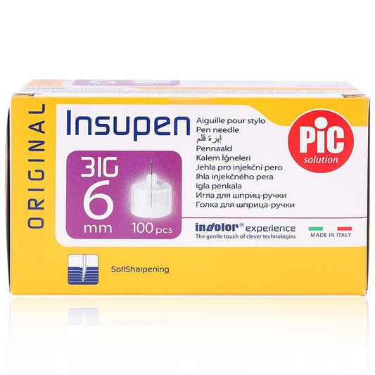 Insupen Insulin Pen Needles 31 Gauge 6 mm Box of 100