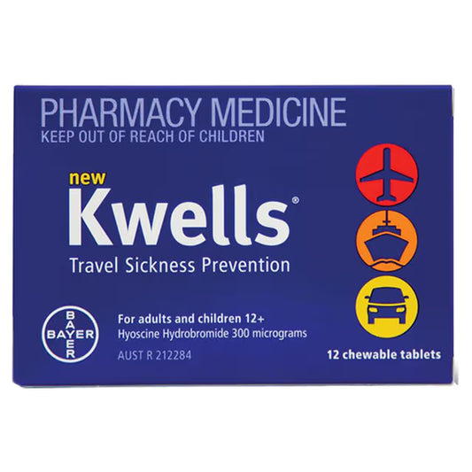 Kwells Travel Sickness Prevention 12 Chewable Tablets