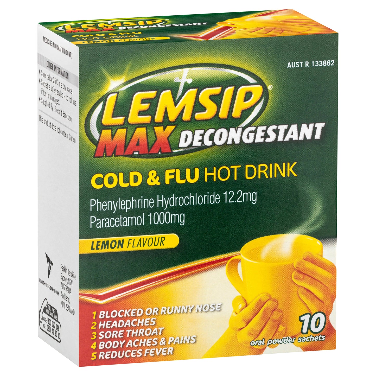 Lemsip Max Decongestant Cold & Flu Hot Drink Lemon 10 Pack