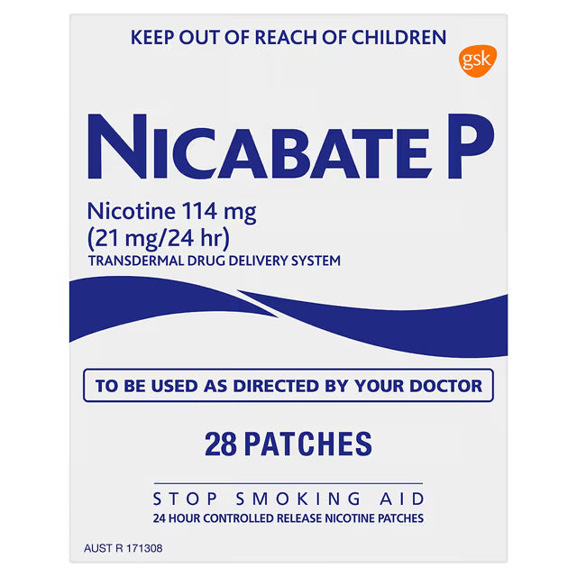 Nicabate P Patch Quit Smoking 21 mg 28 Patches
