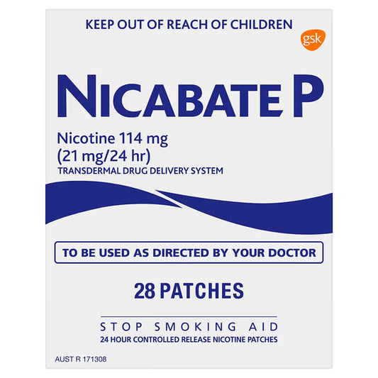 Nicabate P Patch Quit Smoking 21 mg 28 Patches