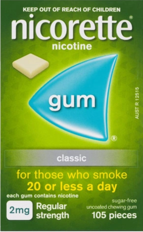 Nicorette Gum Classic Regular Strength 2mg 105 Pieces