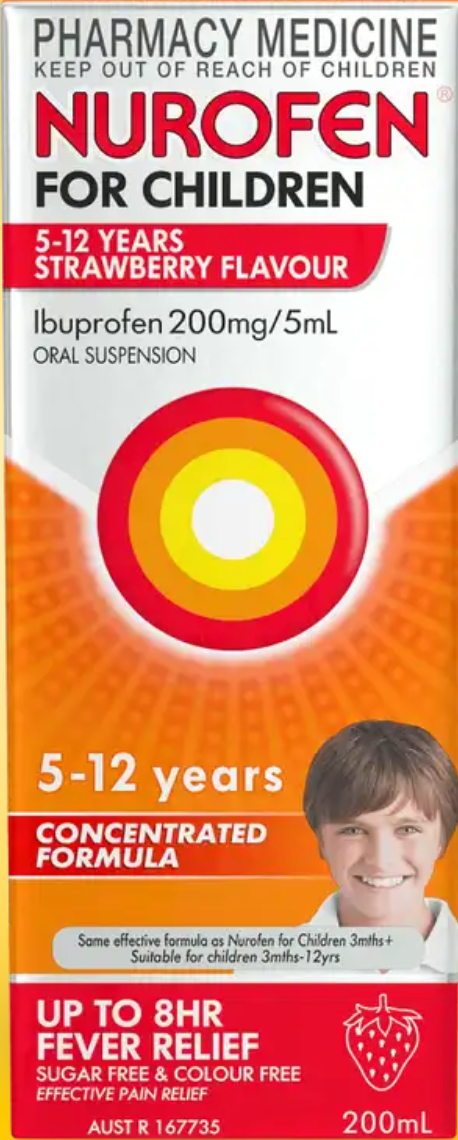 Nurofen for Children 5-12 Strawberry 200mL