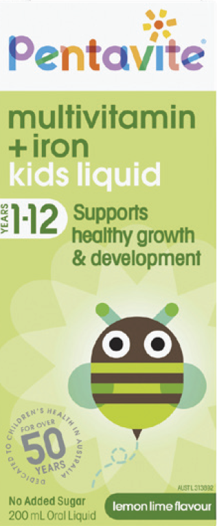 Pentavite Multivitamin + Iron Kids Liquid 200mL