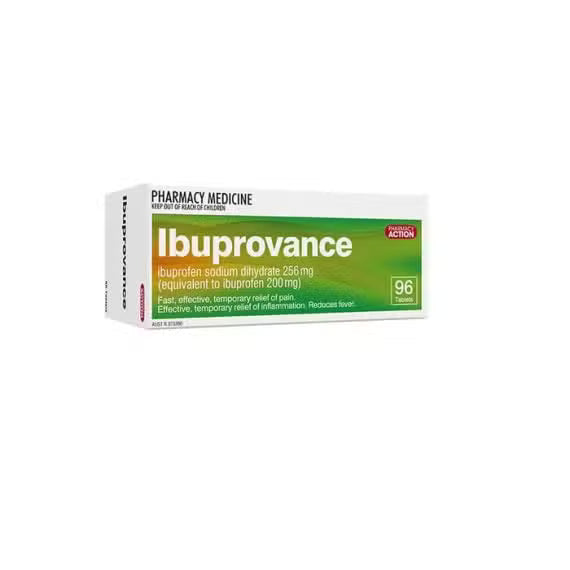 Pharmacy Action Ibuprovance (Ibuprofen lysine 256mg equiv. ibuprofen 200mg) Tablets 96