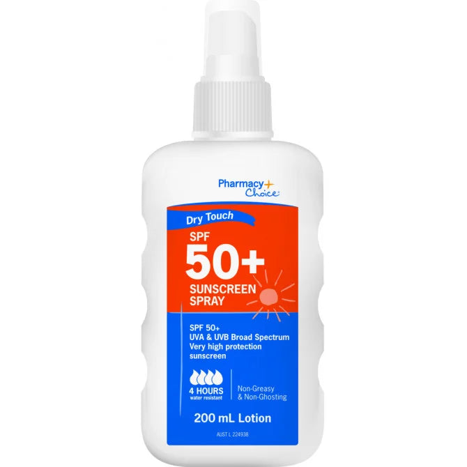 PharmacyChoice  Dry Touch SPF 50+ Sunscreen Spray 200 mL (Spray Bottle)