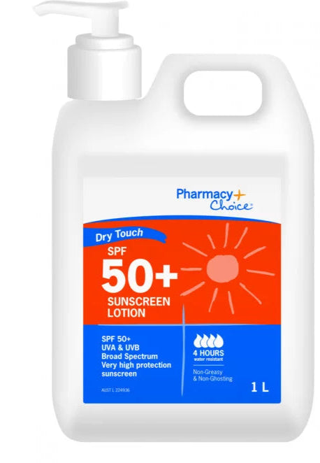 PharmacyChoice  Dry Touch SPF 50+ Sunscreen Lotion 1 L (Pump Bottle)